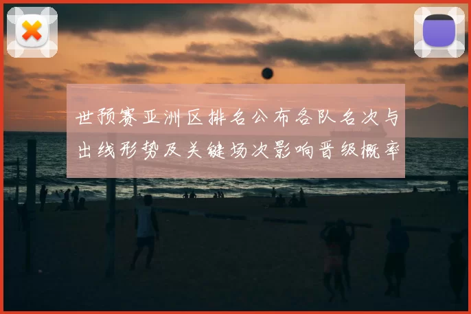 世预赛亚洲区排名公布各队名次与出线形势及关键场次影响晋级概率分析